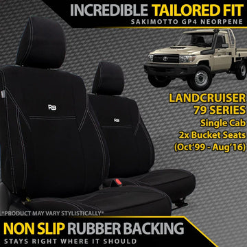 Razorback 4x4 GP4 Standard Neoprene 2x Front Seat Covers suitable for a Toyota Landcruiser 79 Single Cab - Brixton 4x4 - Buy Online Now!